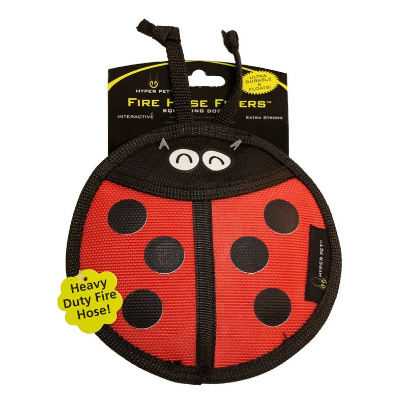 Hyper Pet Firehose Flyers Ladybug Durable Squeaky Dog Toy 9.8 x 1.2 x 6.5 inches
